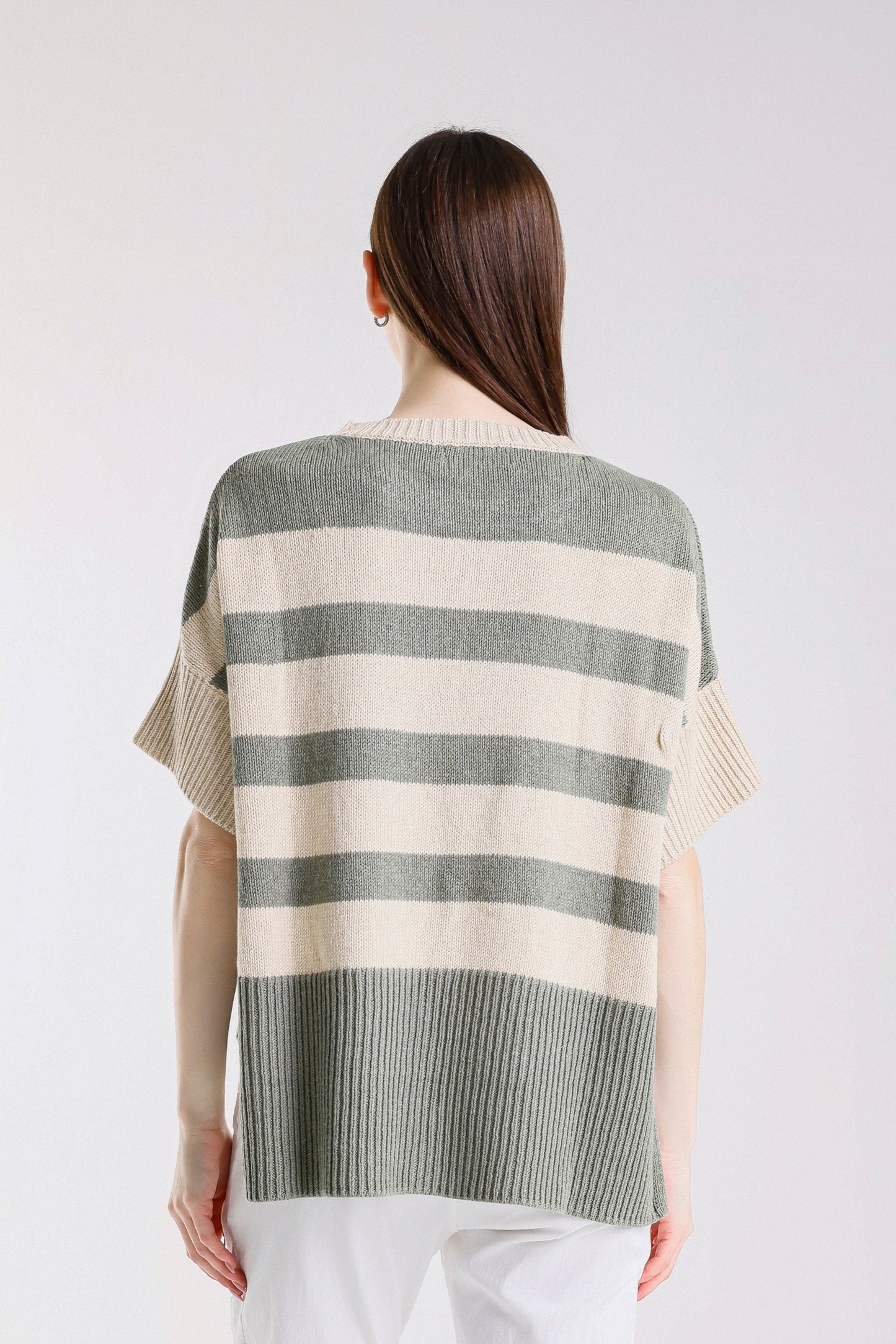 Mare Striped High/Low Sweater