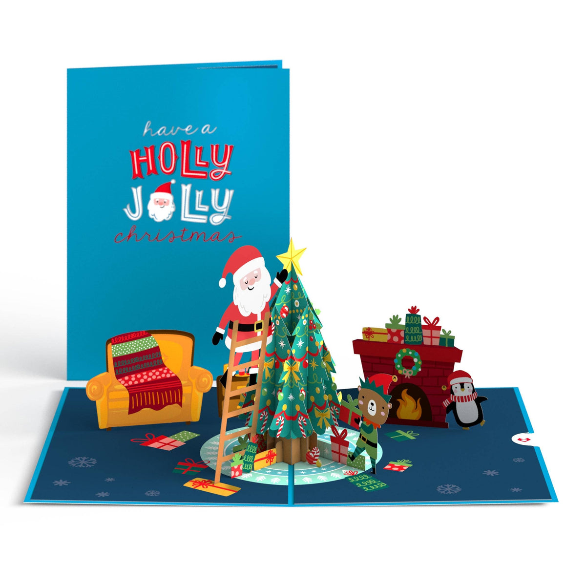 Santa Decorating a Christmas Tree Love Pop Card
