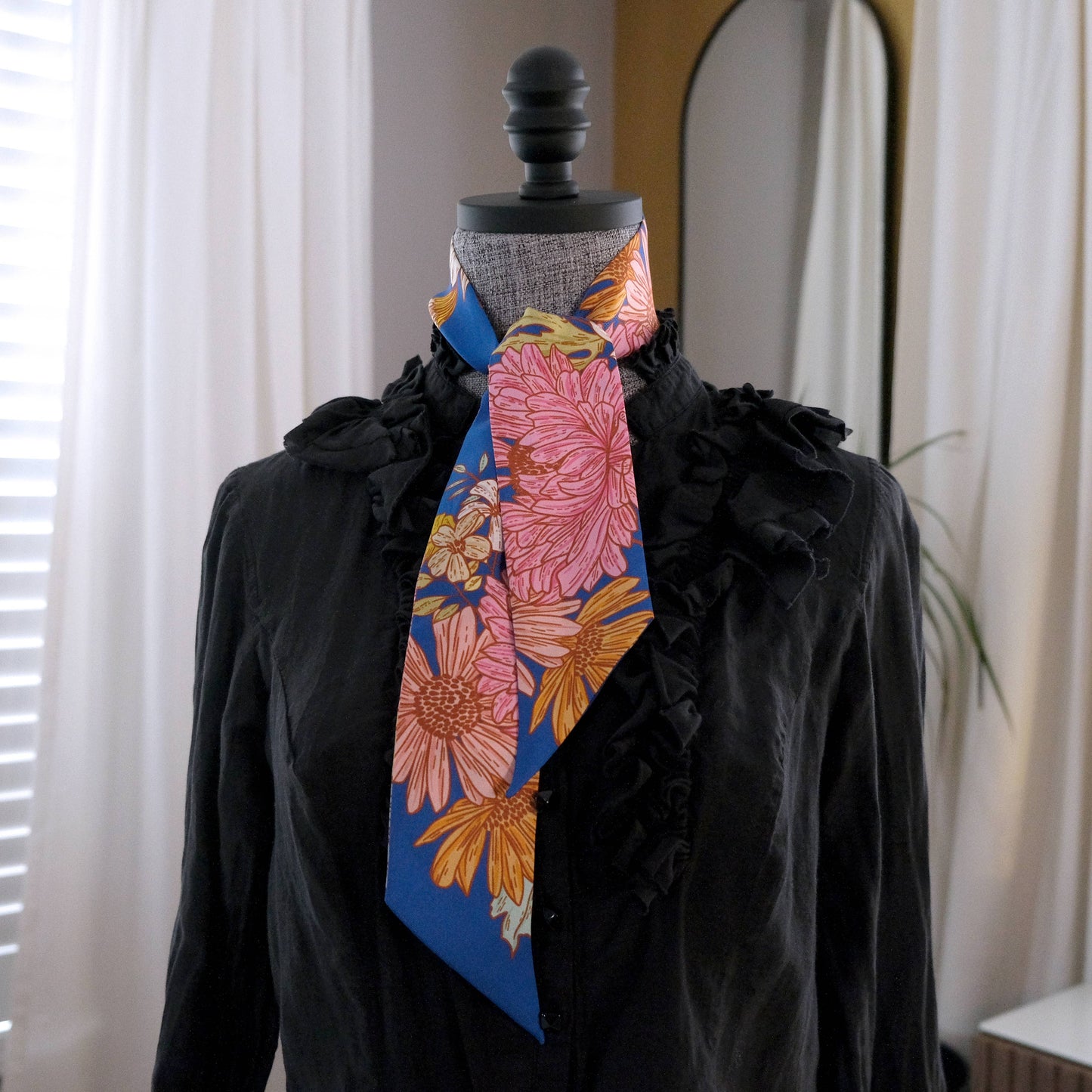SKINNY SILK SCARF | Floral Buzz
