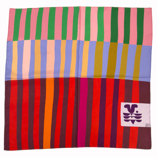 Voyager Silk Scarf - Red Colorblock Scarf