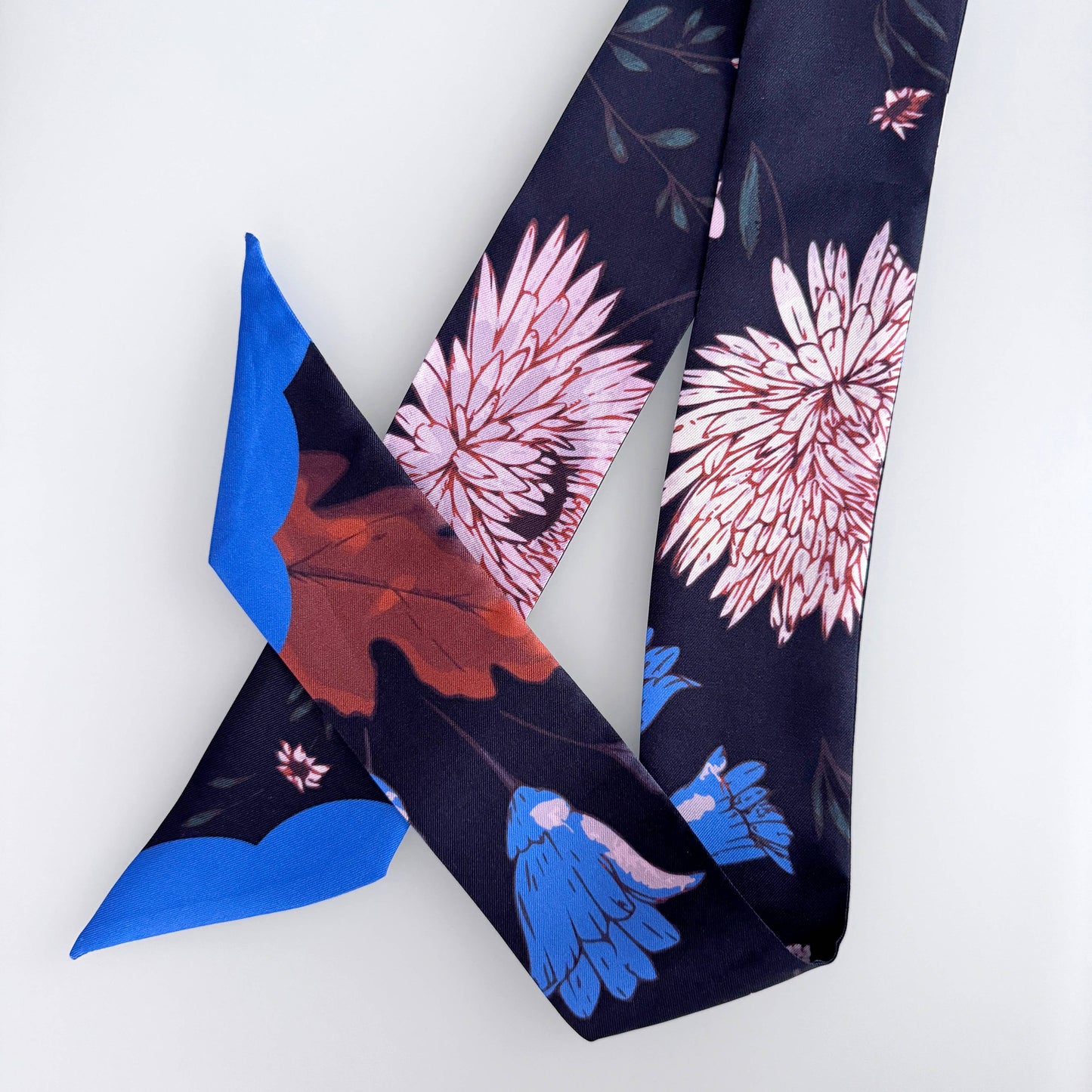 SKINNY SILK SCARF | Midnight Wildflower Garden