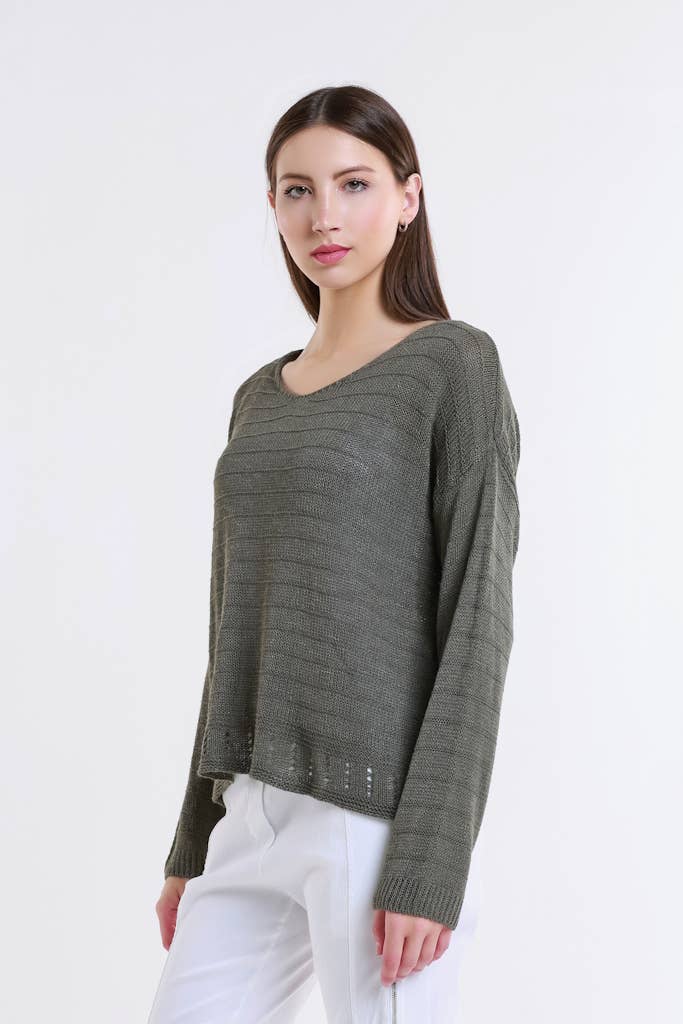 Cheryl Ribbed Linen Blend Sweater