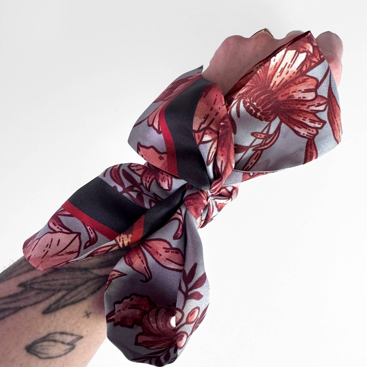 SKINNY SILK SCARF | Inked Rose