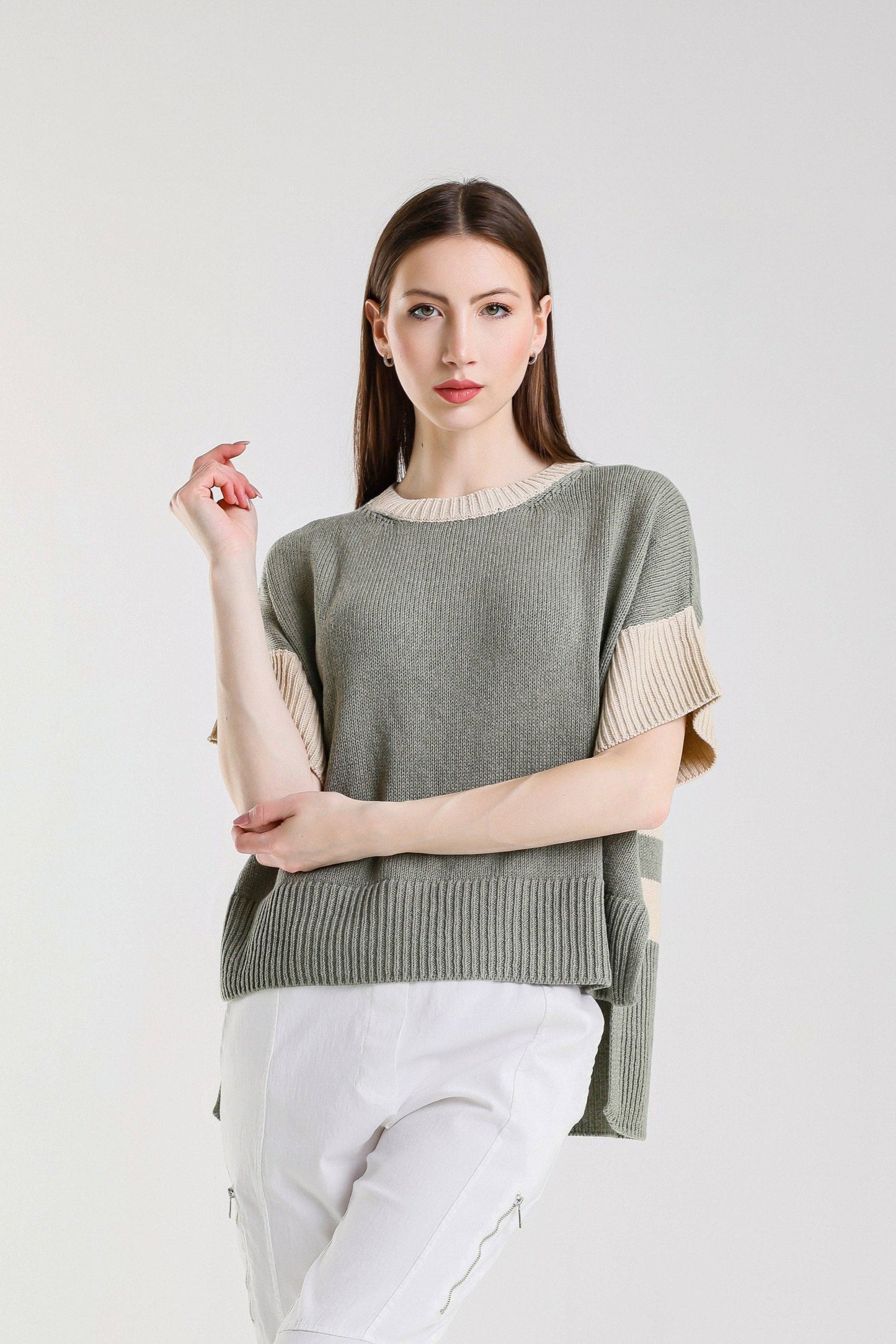 Mare Striped High/Low Sweater