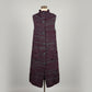 Burgundy merino wool hand knit long vest with covered buttons