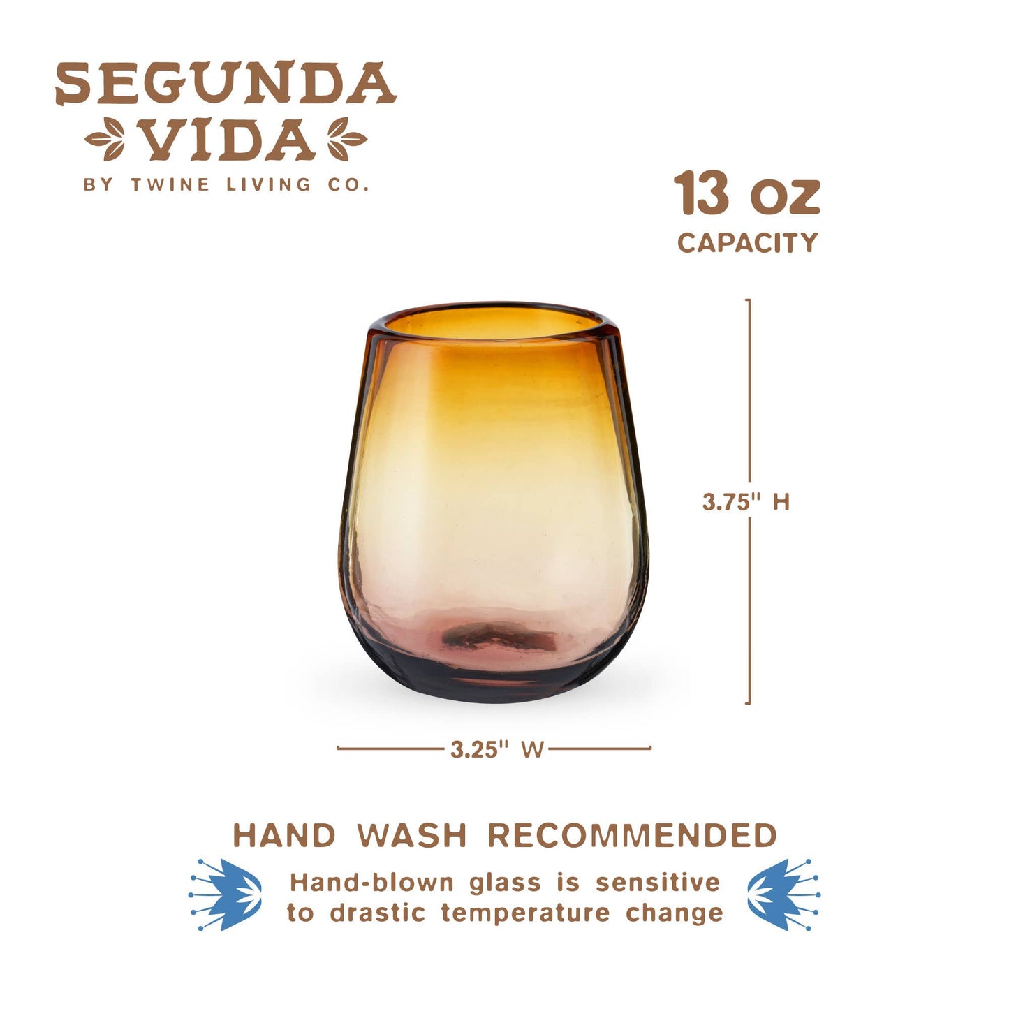Segunda Vida Recycled Stemless Wine Glass