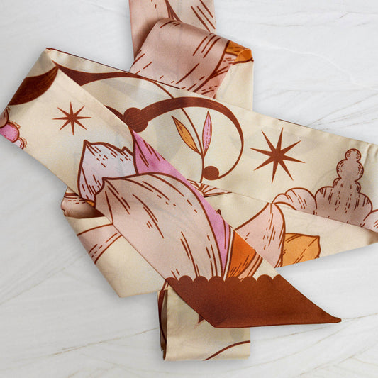SKINNY SILK SCARF - Celestial Blush