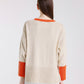 Lisbeth Contrast Neck Hi/Low Sweater