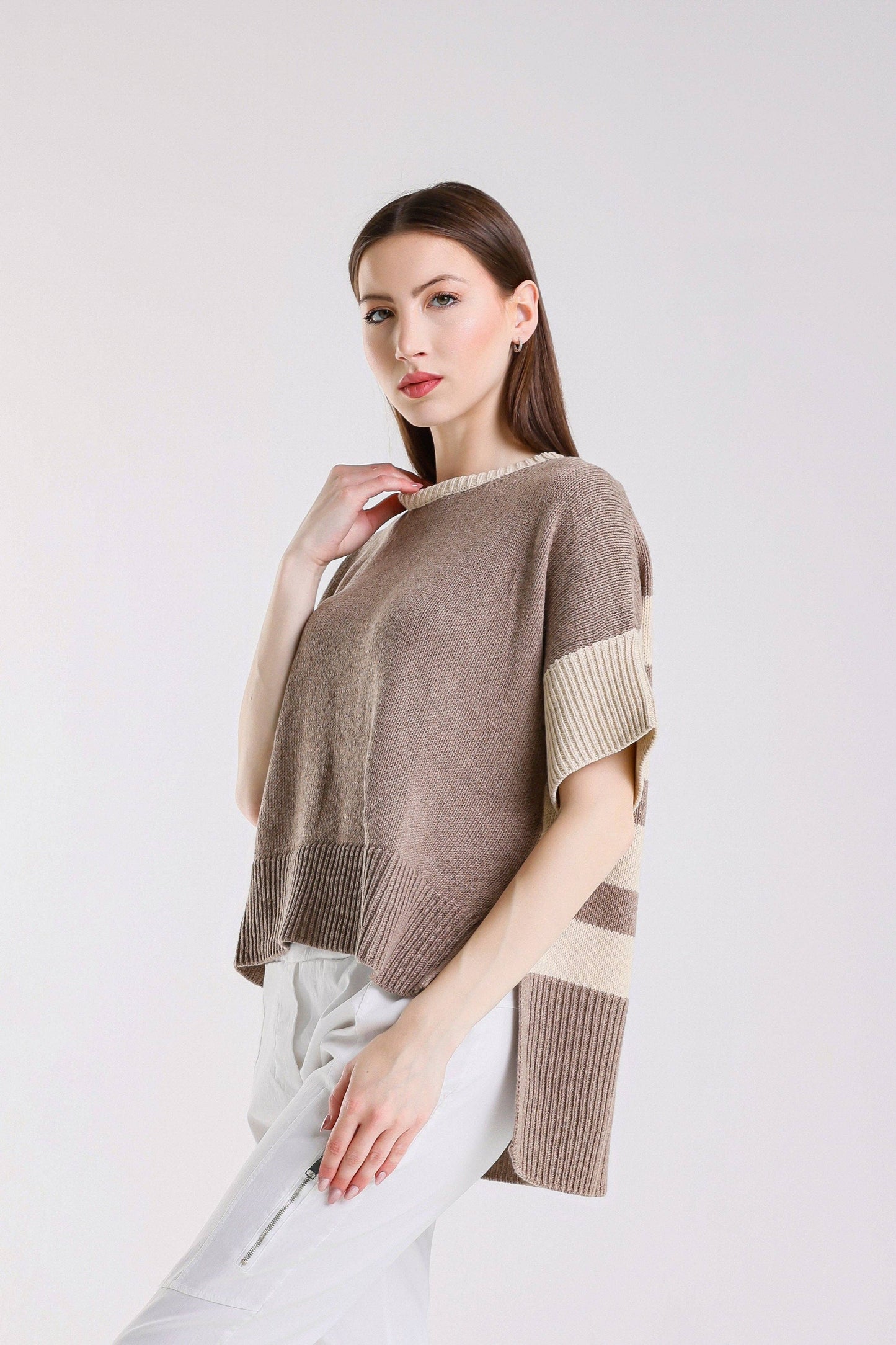 Mare Striped High/Low Sweater