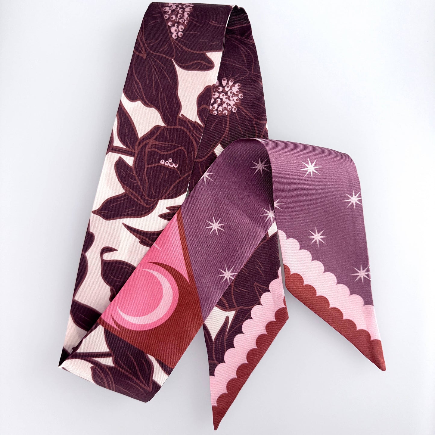 SKINNY SILK SCARF | Lunar Blossom