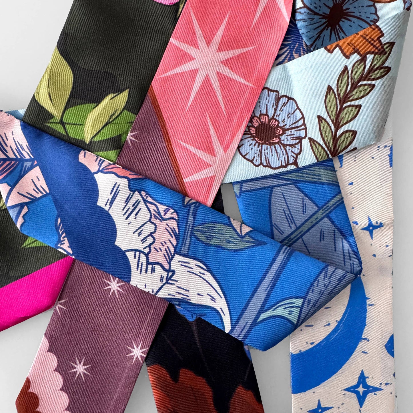 SKINNY SILK SCARF | Midnight Wildflower Garden