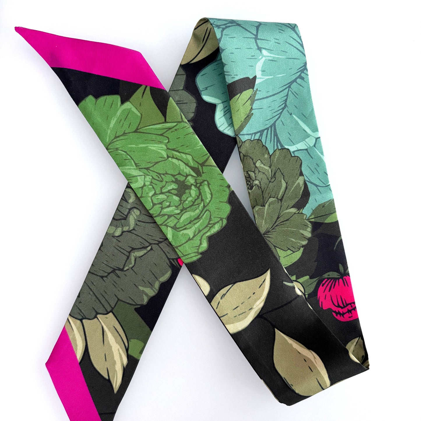 SKINNY SILK SCARF | Secret Peony Garden