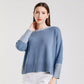 Lisbeth Contrast Neck Hi/Low Sweater