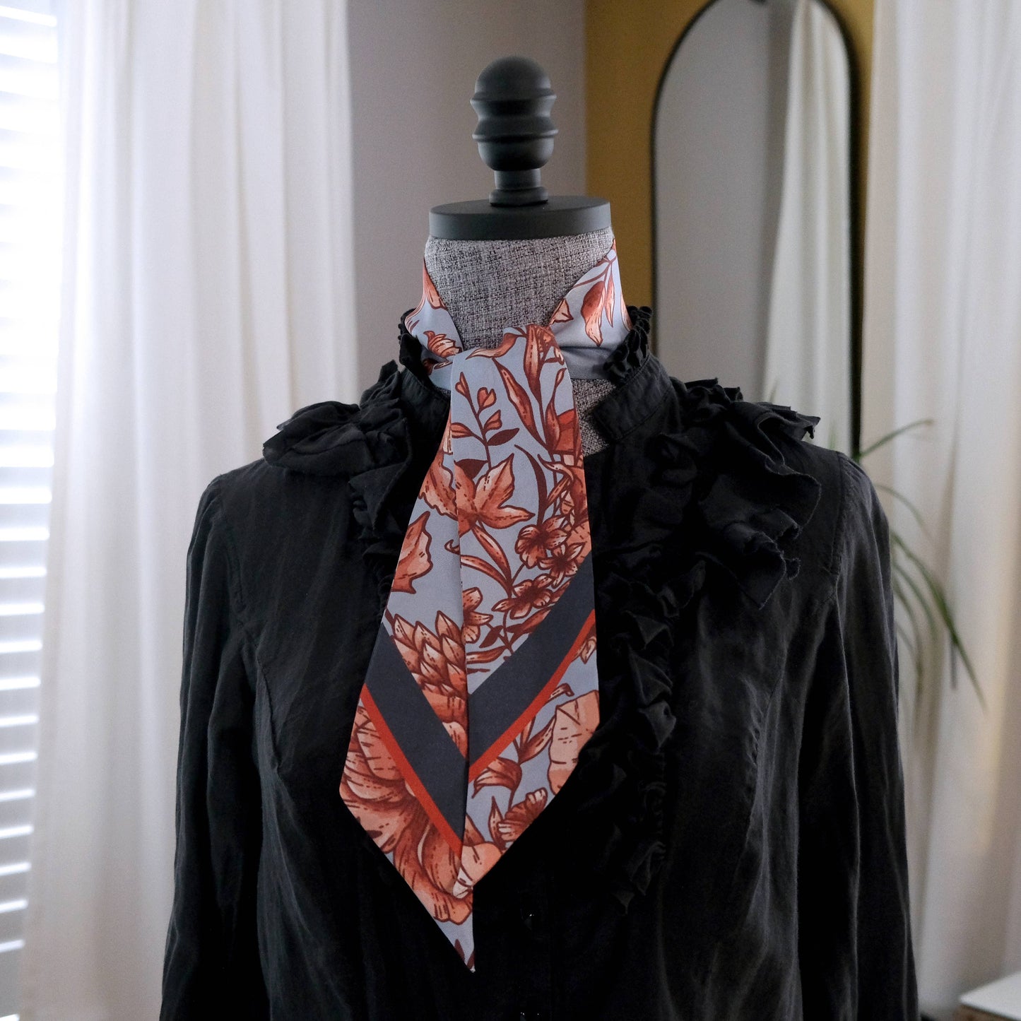 SKINNY SILK SCARF | Inked Rose