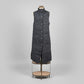 Grey merino wool hand knit long vest with covered buttons