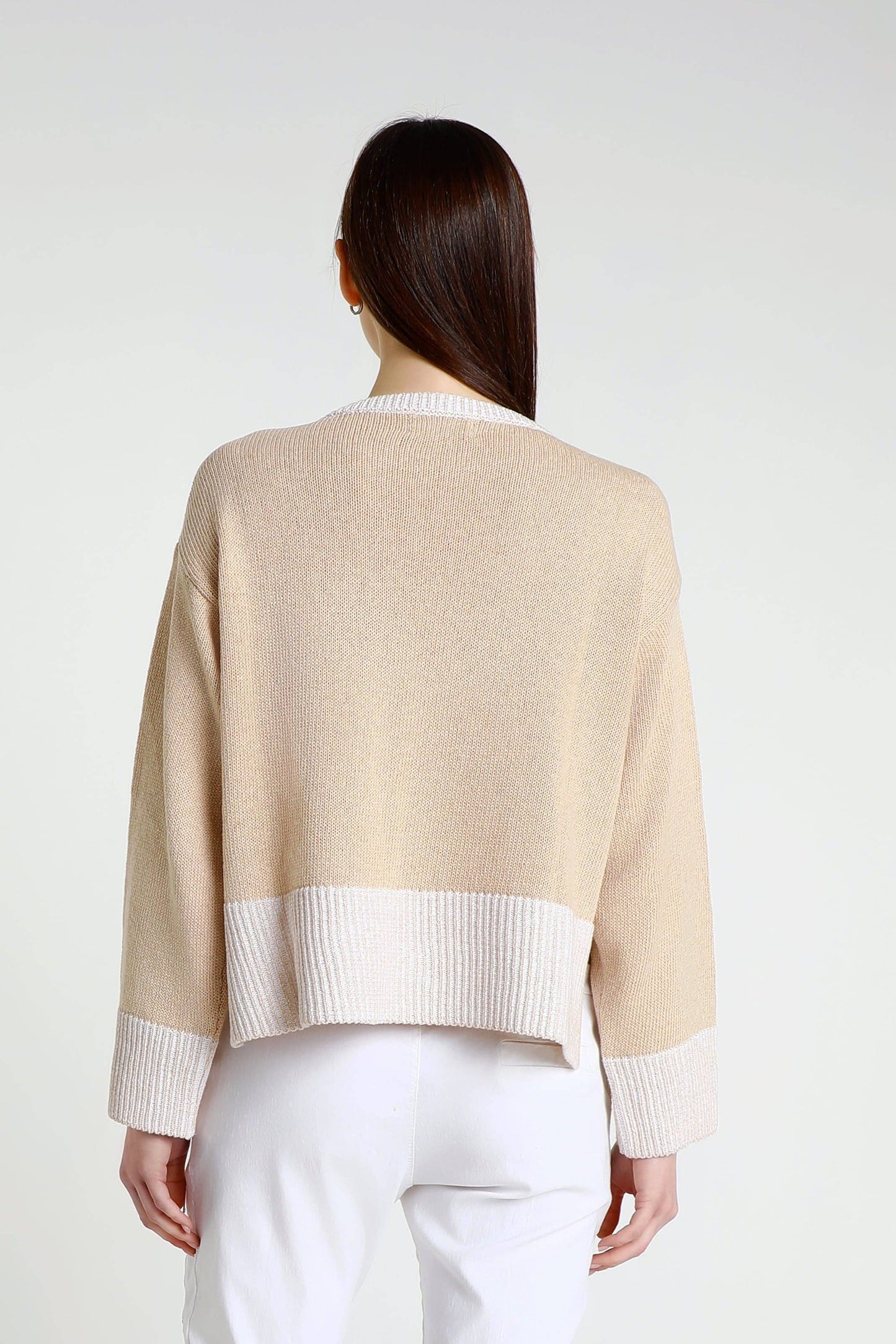 Lisette Long Sleeve Melange Trim Sweater (BLS160)