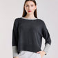 Lisbeth Contrast Neck Hi/Low Sweater