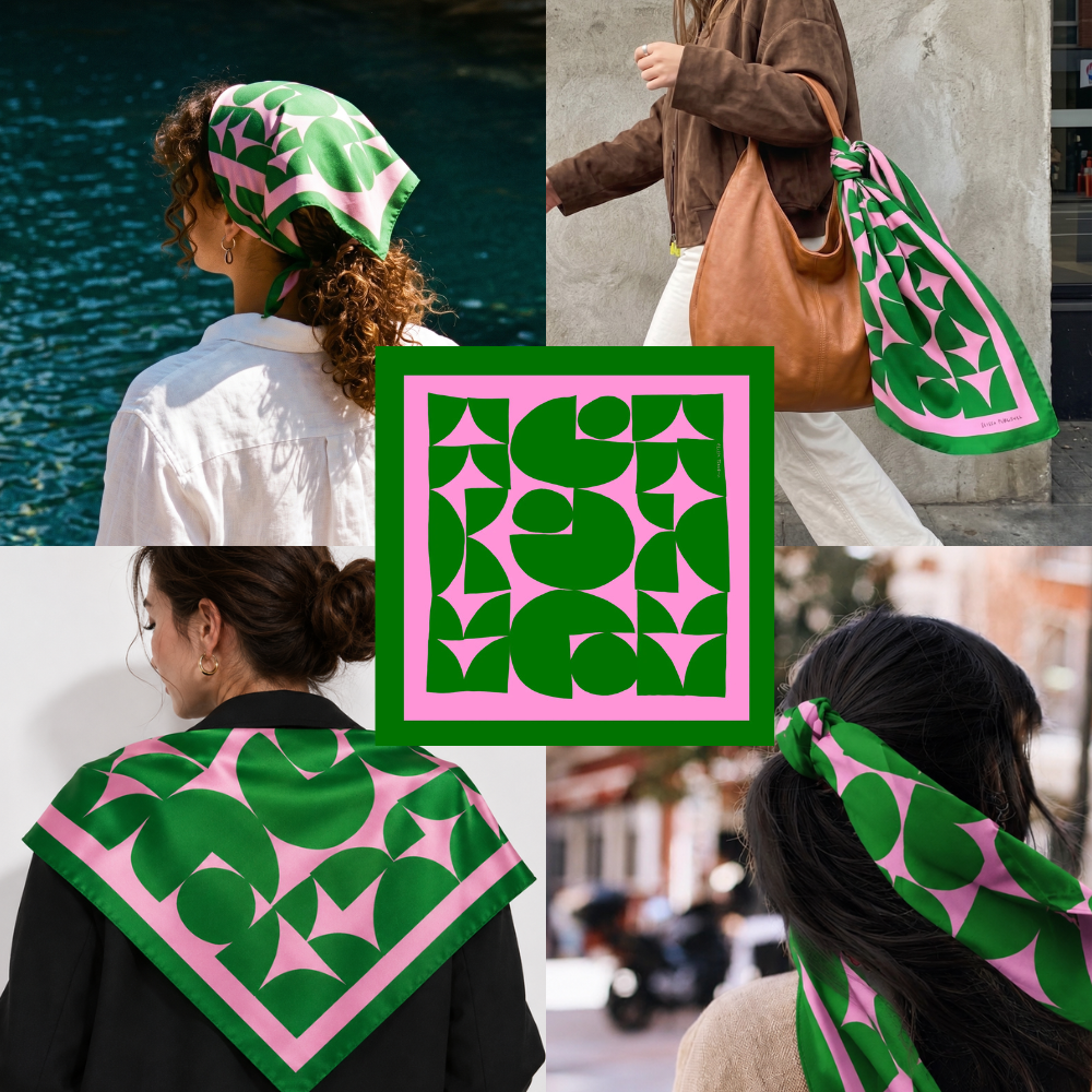 Voyager Scarf - Green and Pink Geometric