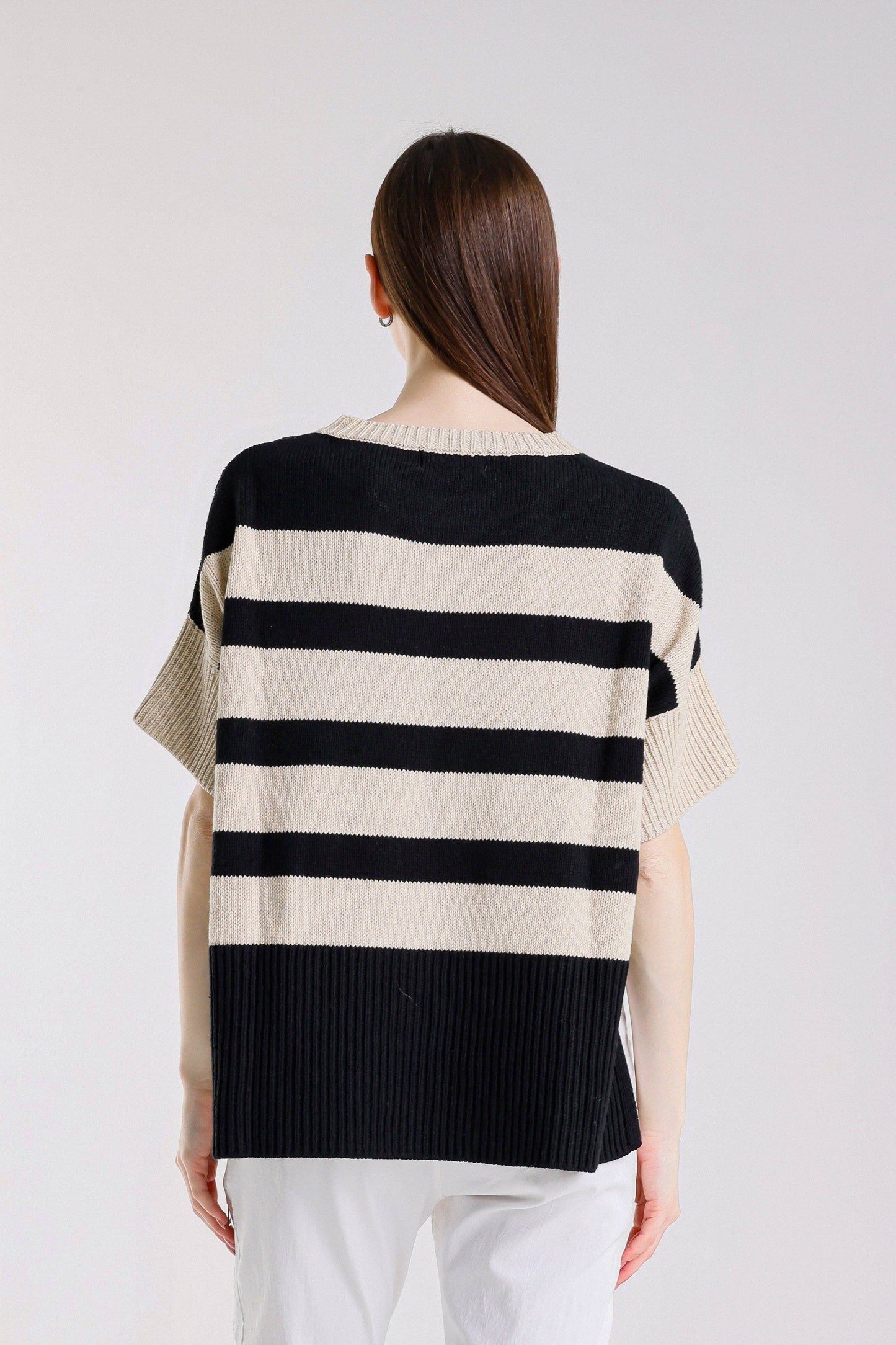 Mare Striped High/Low Sweater
