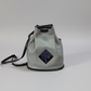 Handmade leather backpack, grey leather with embossed and handpainted tree design