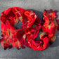 Red and orange textured scarf, handmade in Nuno technique