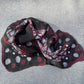 Black burgundy and printed silk scarf handmade in Nuno technique