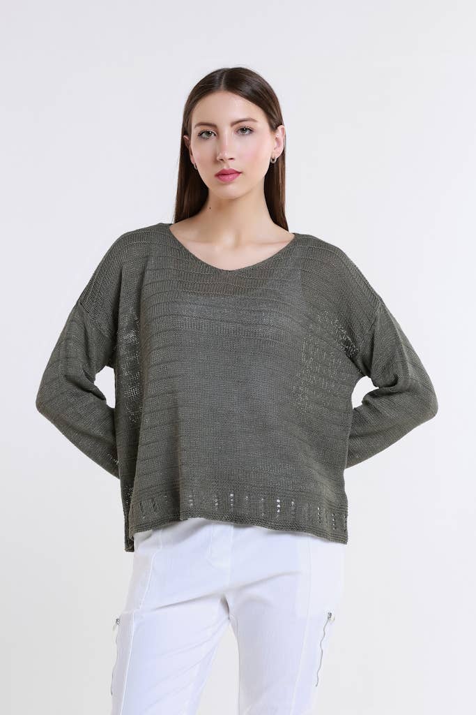 Cheryl Ribbed Linen Blend Sweater