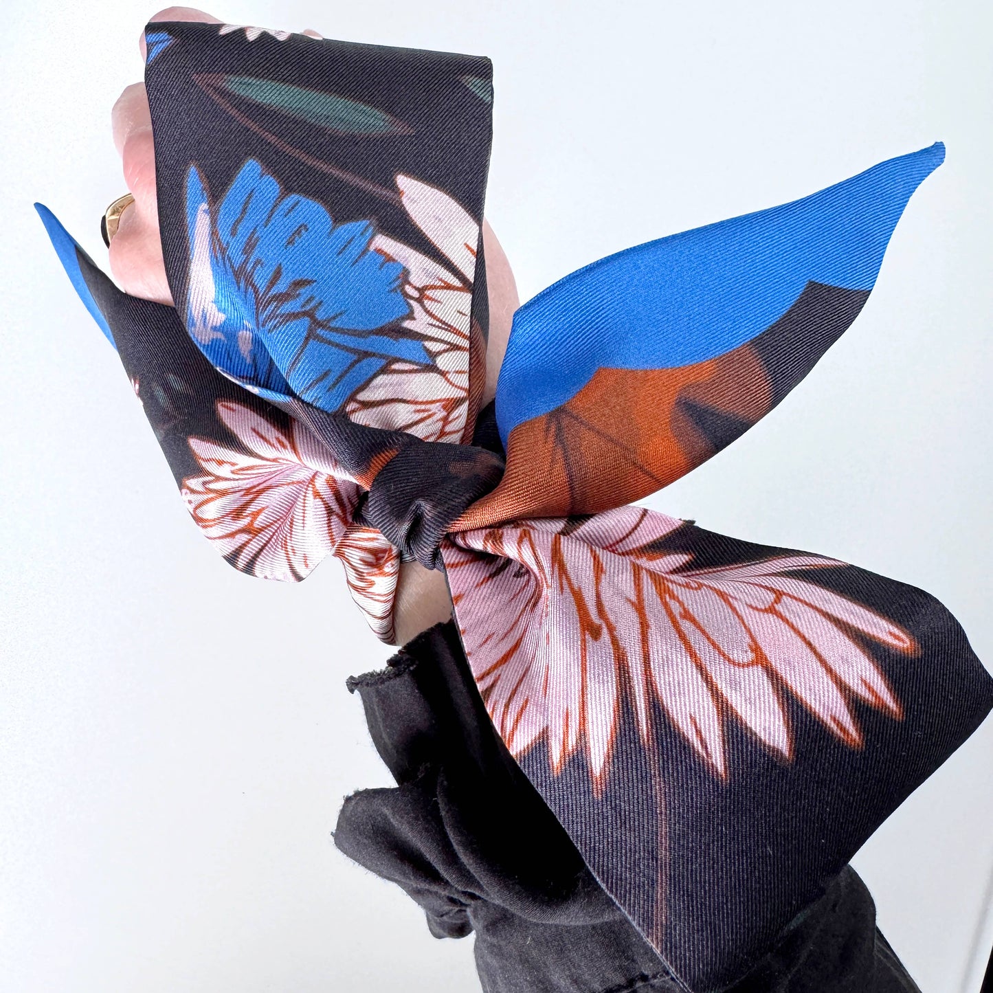 SKINNY SILK SCARF | Midnight Wildflower Garden