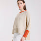 Lisbeth Contrast Neck Hi/Low Sweater
