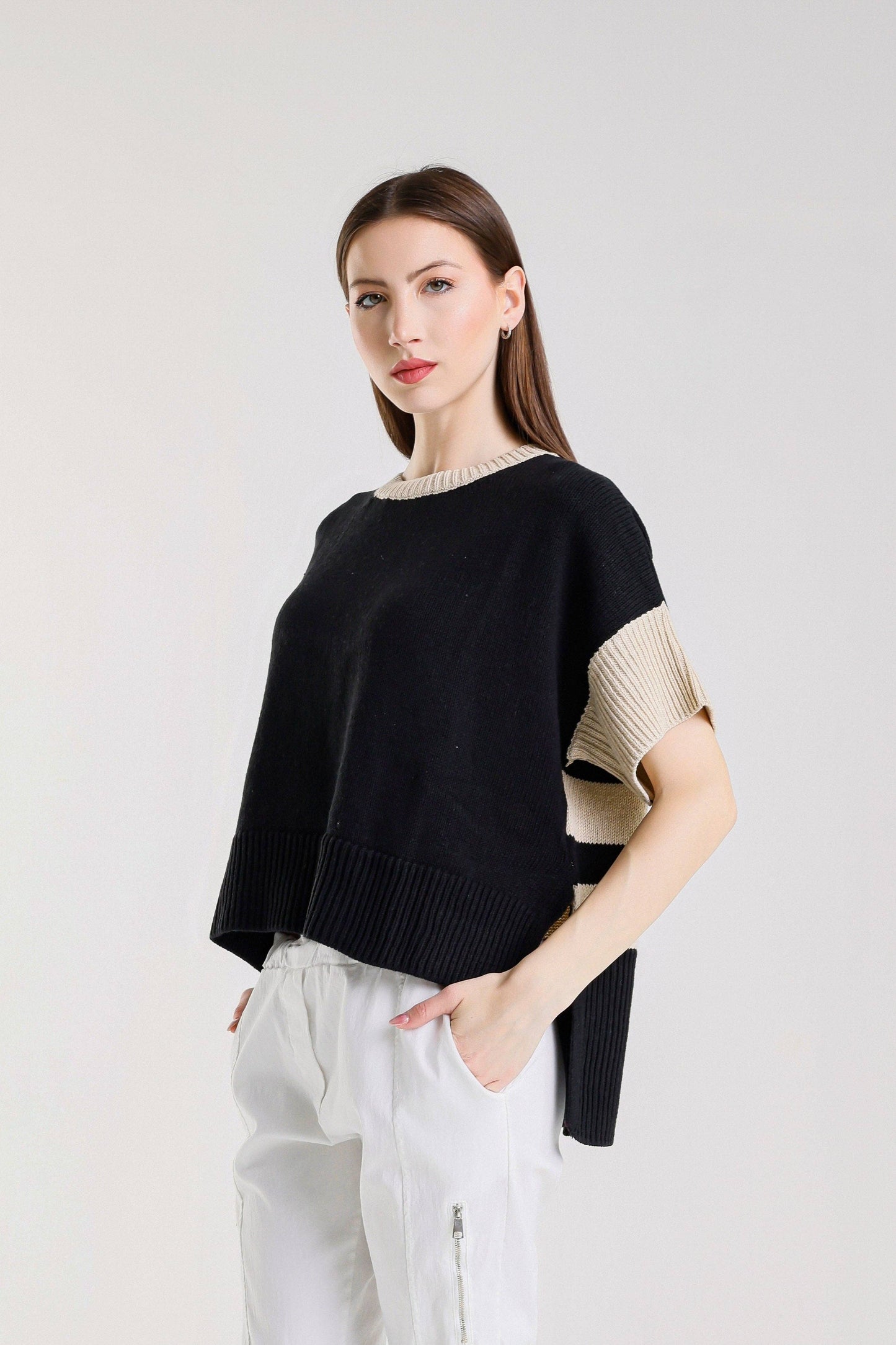 Mare Striped High/Low Sweater