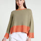 Lisette Long Sleeve Melange Trim Sweater (BLS160)