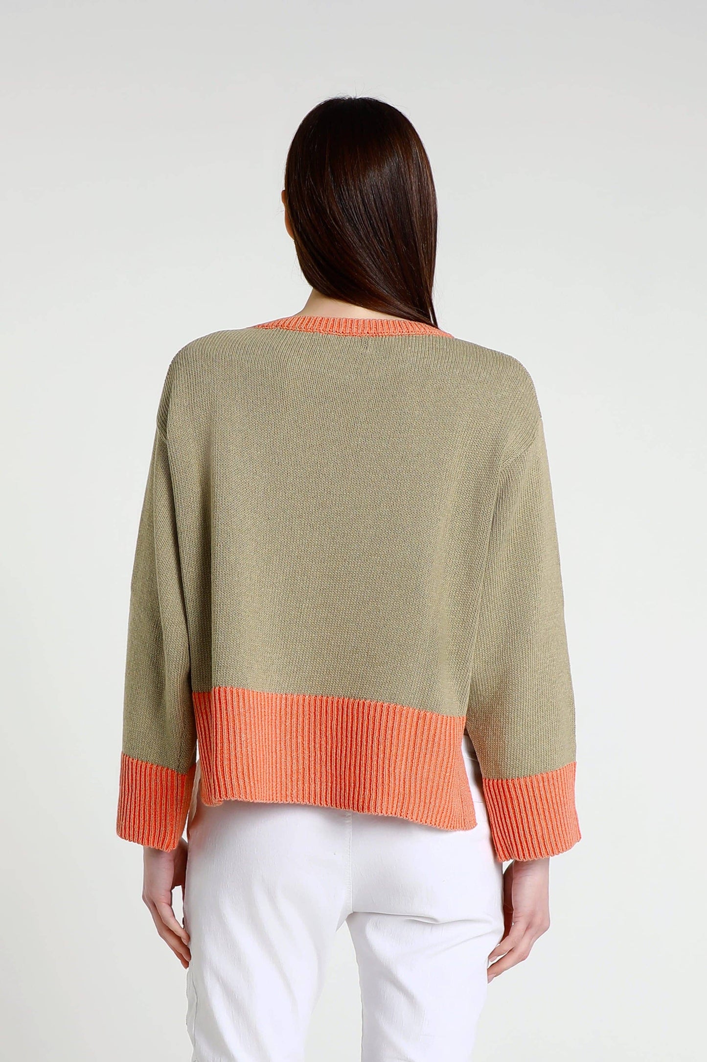 Lisette Long Sleeve Melange Trim Sweater (BLS160)
