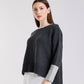 Lisbeth Contrast Neck Hi/Low Sweater