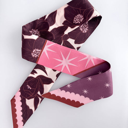 SKINNY SILK SCARF | Lunar Blossom