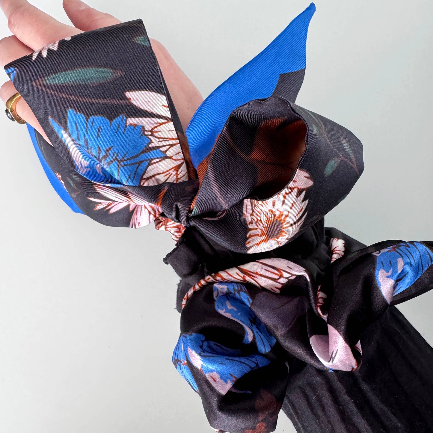 SKINNY SILK SCARF | Midnight Wildflower Garden