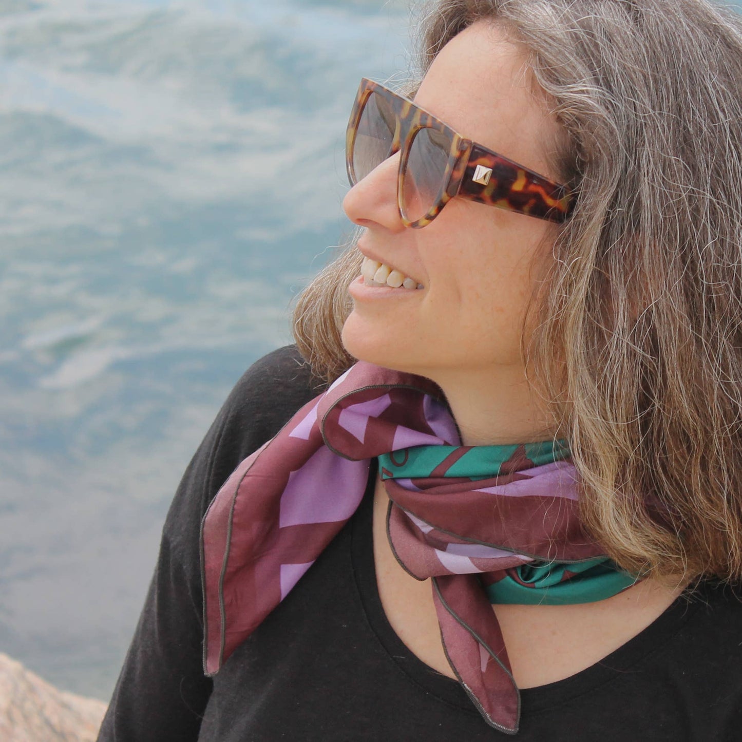 Voyager Silk Scarf - Wild Thistle Purple & Green