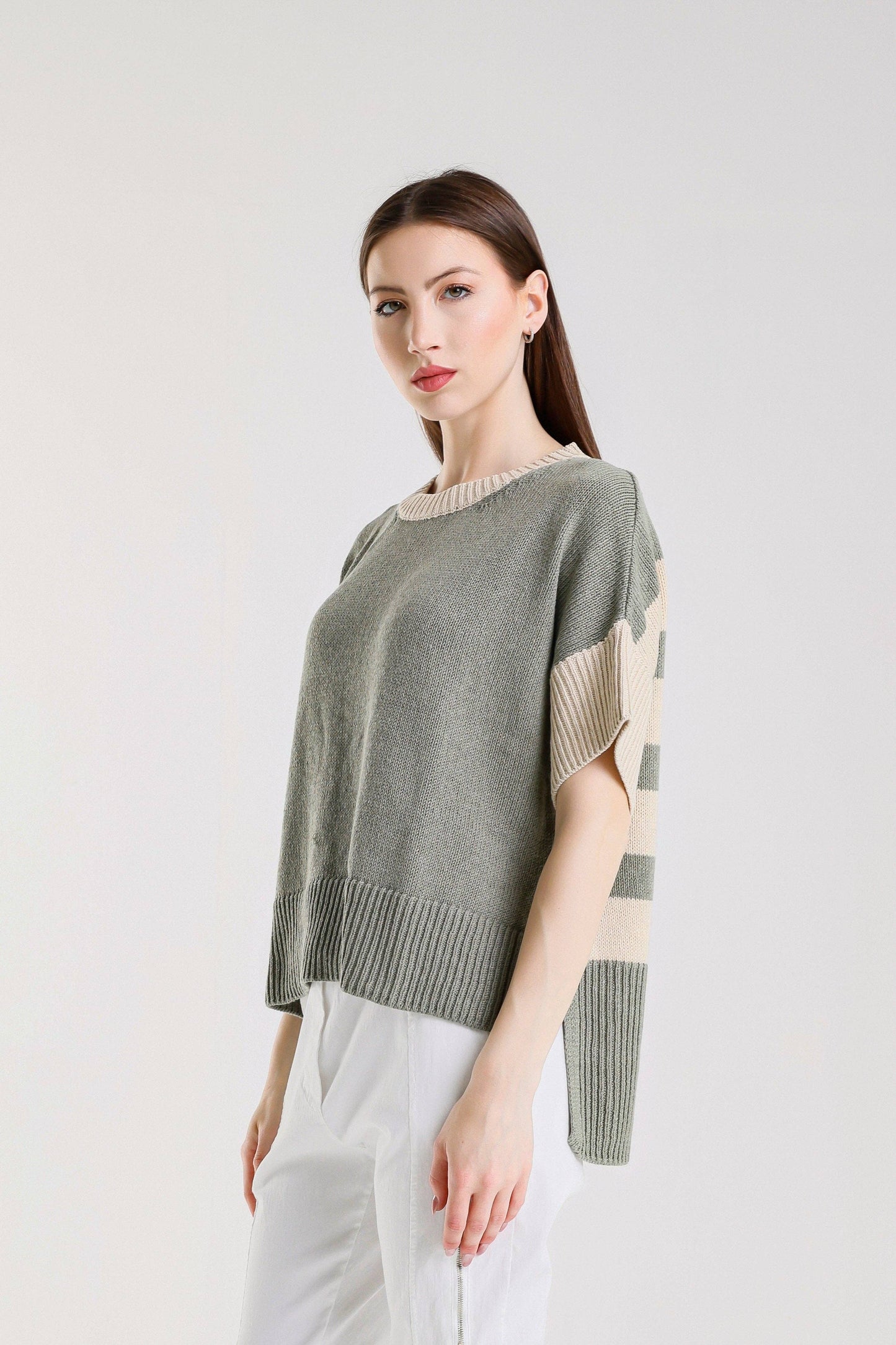 Mare Striped High/Low Sweater