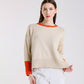 Lisbeth Contrast Neck Hi/Low Sweater