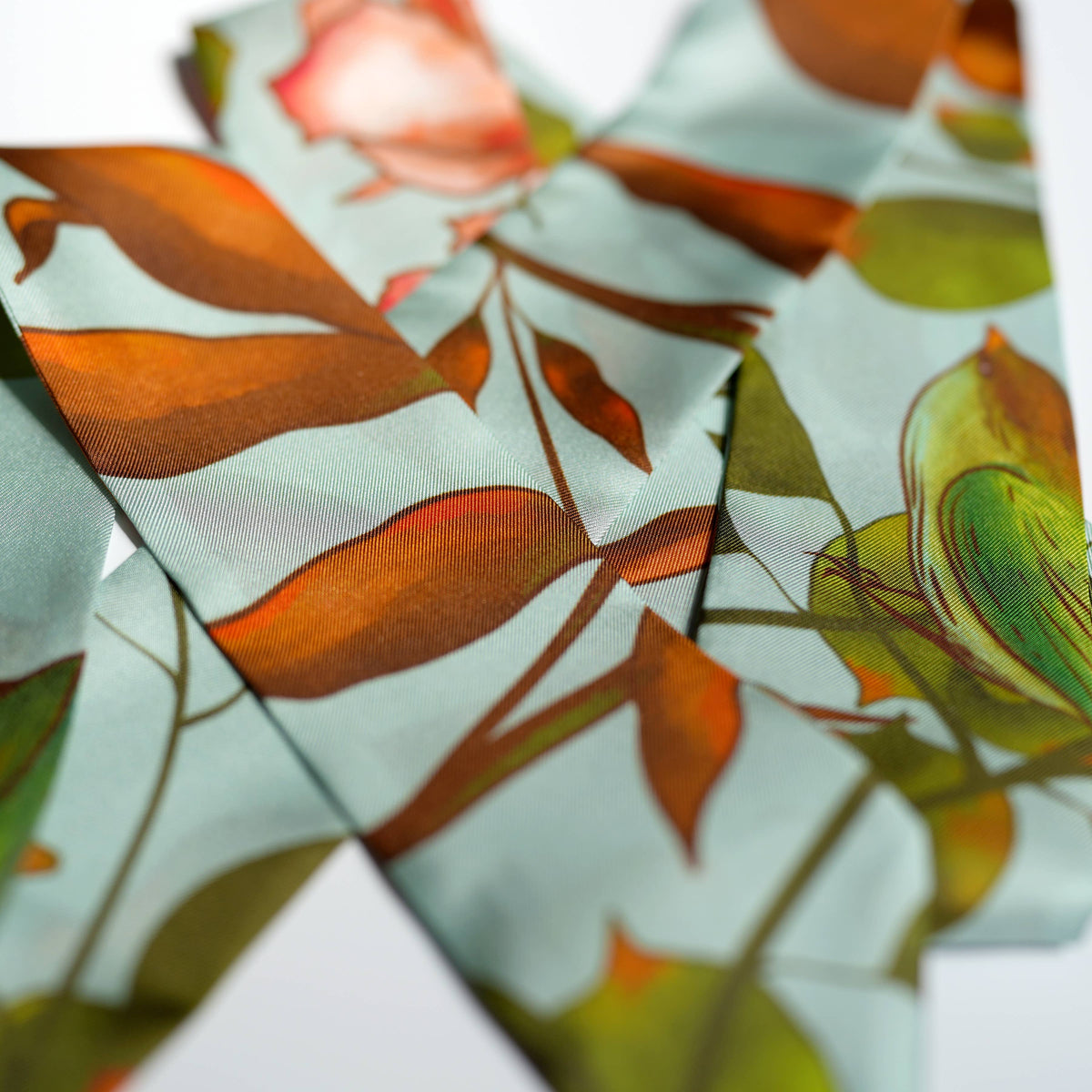 SKINNY SILK SCARF - Woodland Sky